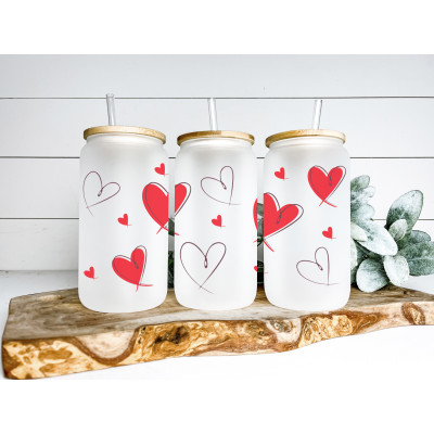 Sklenice matné sklo Srdíčka