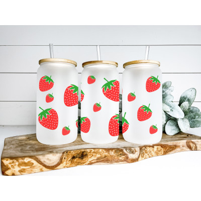 Sklenice matné sklo Jahody