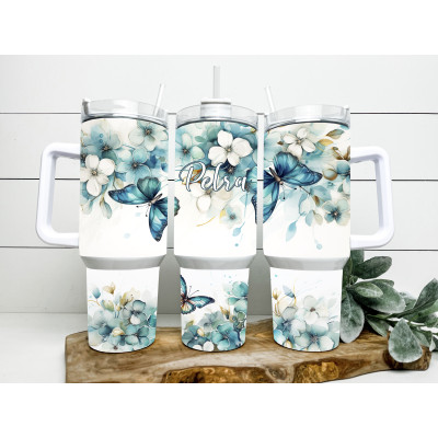 Cestovní termohrnek Modrý motýl