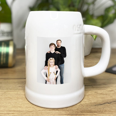 Pivní korbel široký s vlastní fotkou nebo textem
