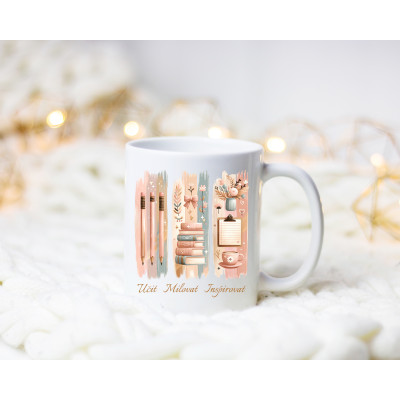 Keramický hrnek s motivem pro paní učitelky a textem Učit Milovat Inspirovat. Objem 300ml.