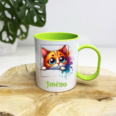 Plastový hrnek se jménem pro děti - Kočka