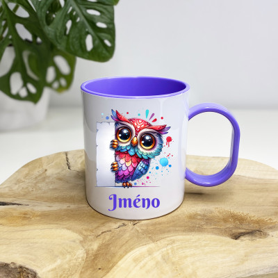 Plastový hrnek se jménem pro děti - Sova