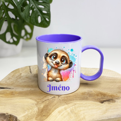 Plastový hrnek se jménem pro děti - Surikata
