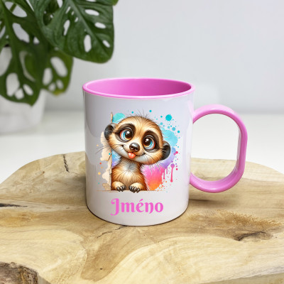 Plastový hrnek se jménem pro děti - Surikata