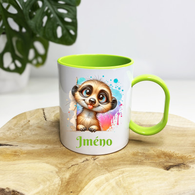 Plastový hrnek se jménem pro děti - Surikata