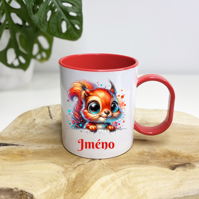 Plastový hrnek se jménem pro děti - Veverka