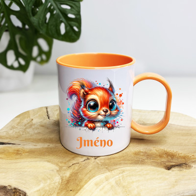 Plastový hrnek se jménem pro děti - Veverka