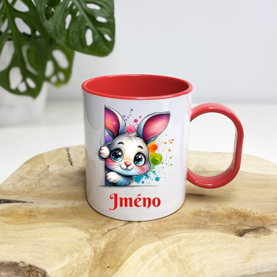 Plastový hrnek se jménem pro děti - Zajíc