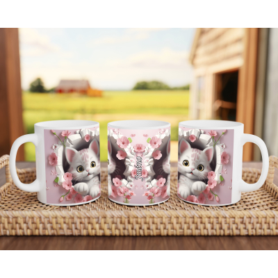 Hrnek 3D motiv Kotě růžové