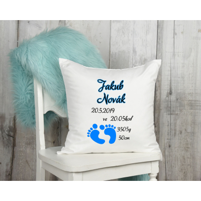 Polštářek - narození miminka 40x40cm