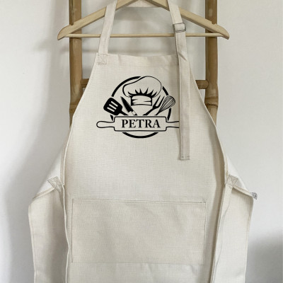 Zástěra s kapsou a jménem